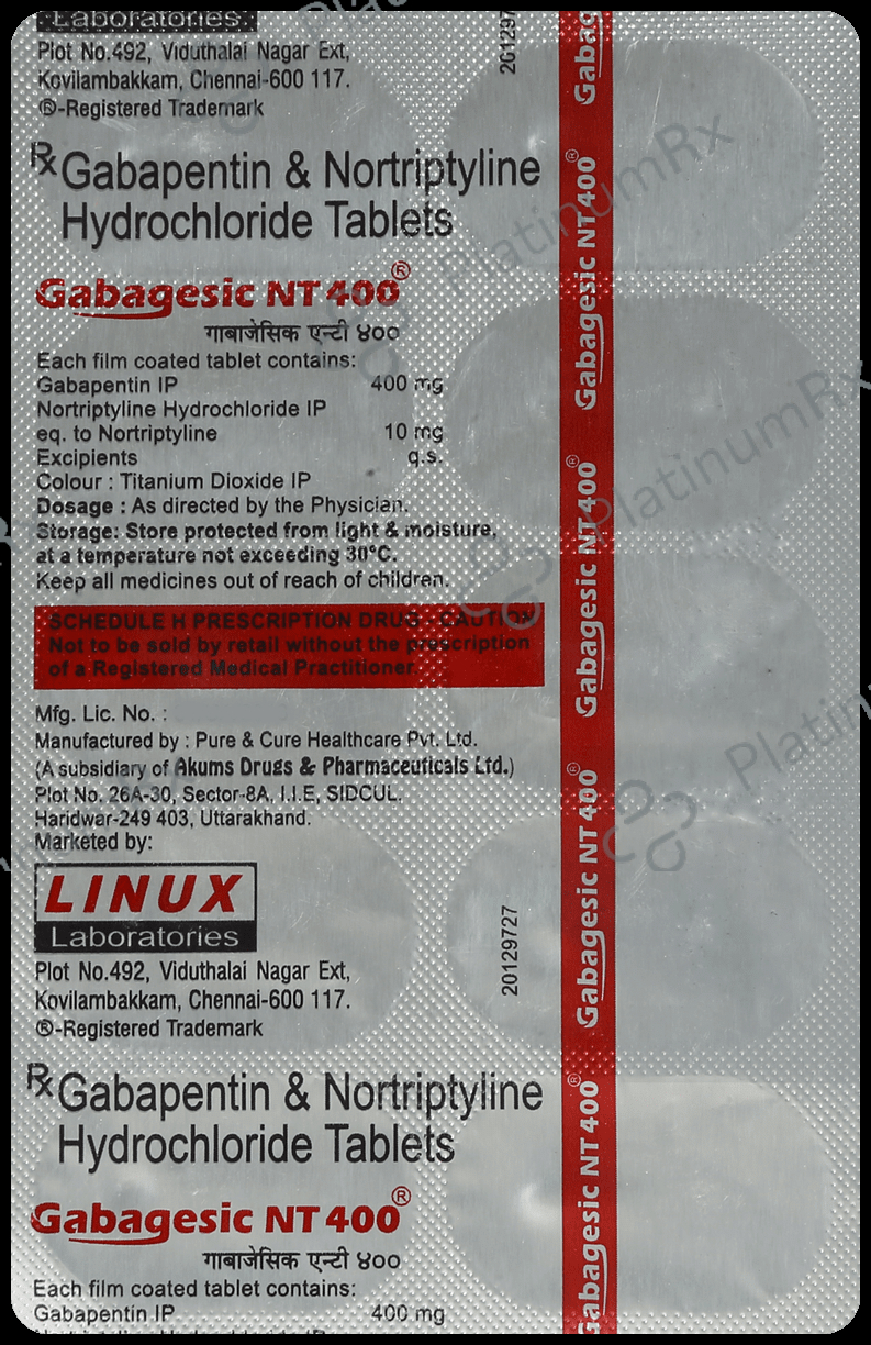 Gabagesic NT 400/10mg Tablet 10s
