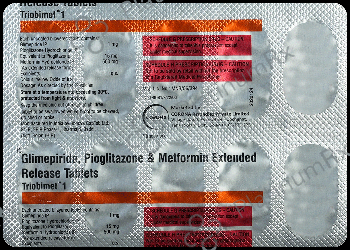 Triobimet 1/500/15mg Tablet ER 10s