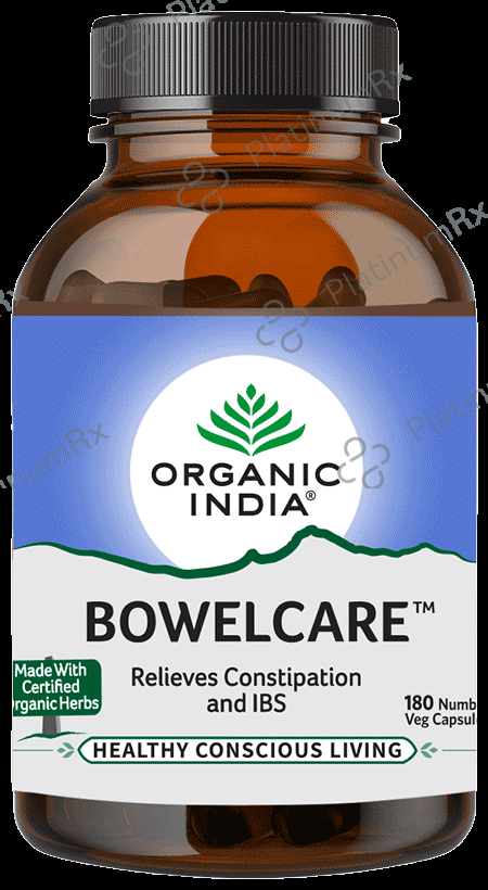 Organic India Bowelcare Veg Capsule - Eases Constipation & Bowel Movement 180 vegicaps