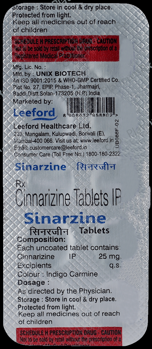 Sinarzine Tablet