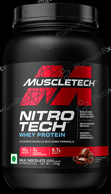 Muscletech Nitro Tech Whey Protein for Muscle Recovery - Flavour Powder Milk Chocolate 1 kg