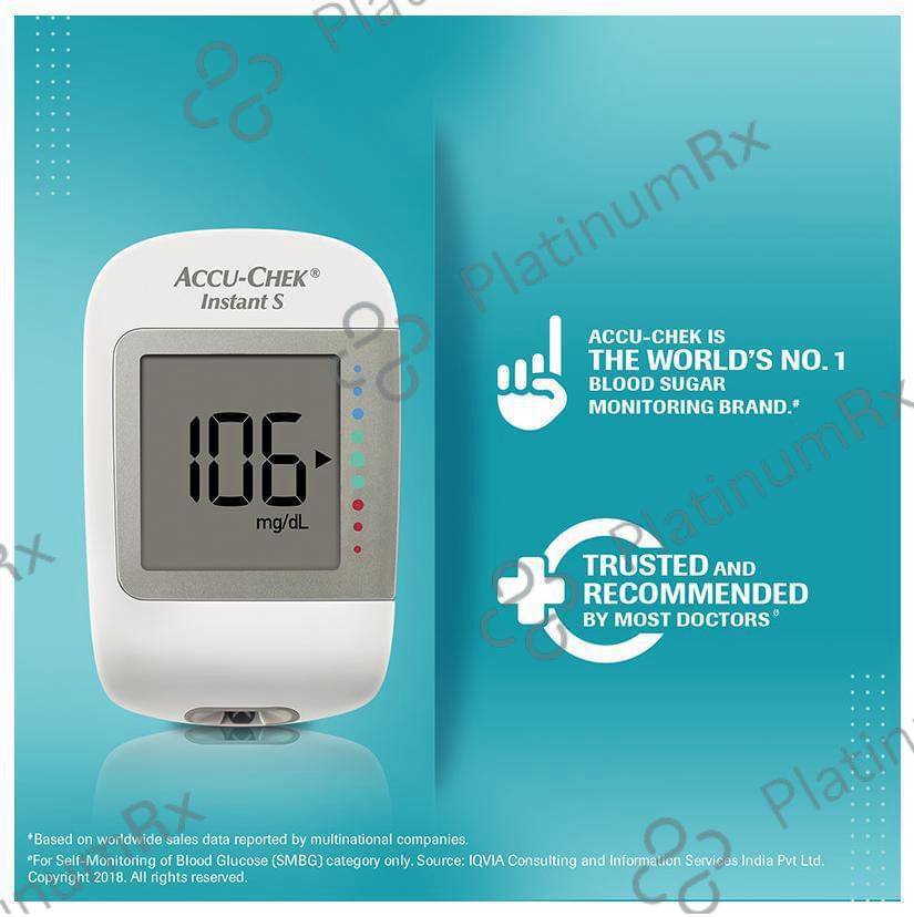 Accu Chek Instant S Blood Glucometer (10 Free Test Strips)