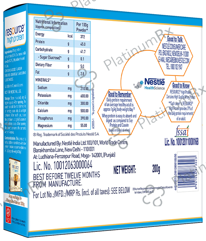Nestle Resource High Quality Whey Protein - Flavour Powder Vanilla