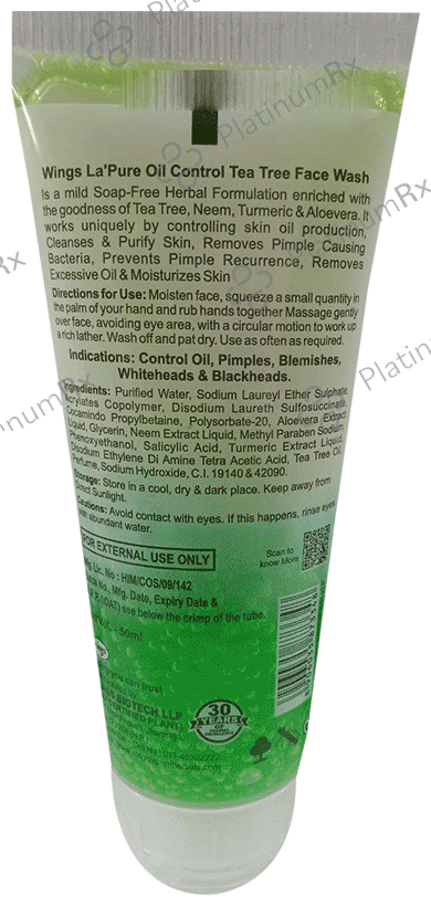 Wings Oil Control Tea Tree Face Wash (50ml Each)