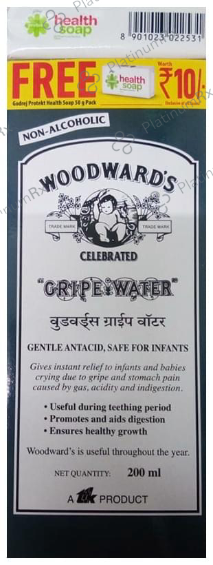 Woodward's Gripe Water - Gentle Antacid for Infants with Godrej Protekt Health Soap 50gm Free
