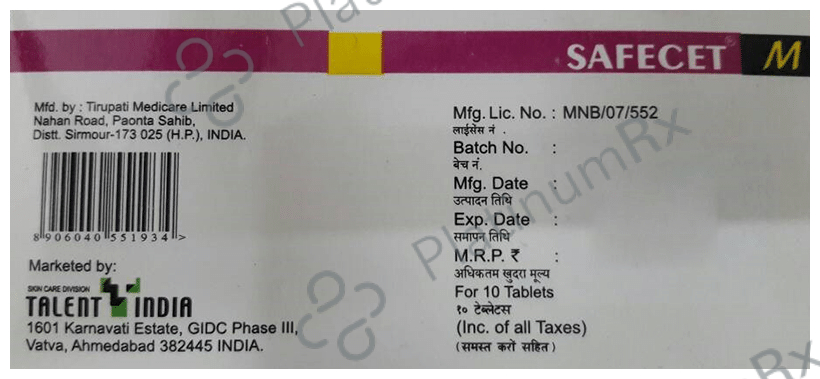 Safecet M 5/10mg Tablet 10s