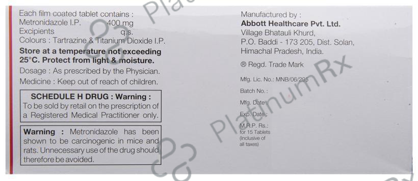 Flagyl 400mg Tablet 15s