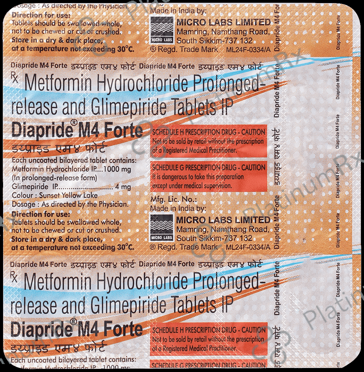 Diapride M4 Forte 4/1000mg Tablet PR 15s