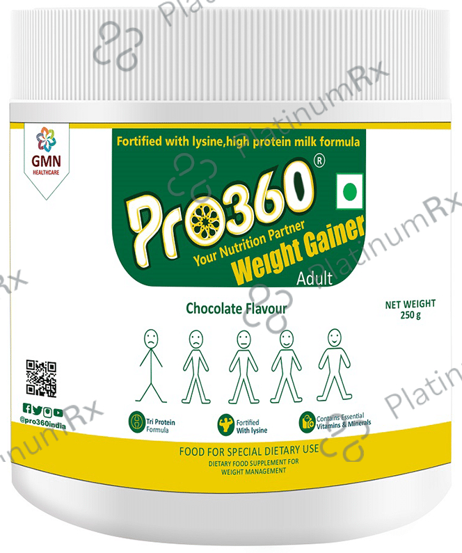 Pro360 Weight Gainer Protein with Lysine, Vitamins & Minerals - Flavour Chocolate 250 gm