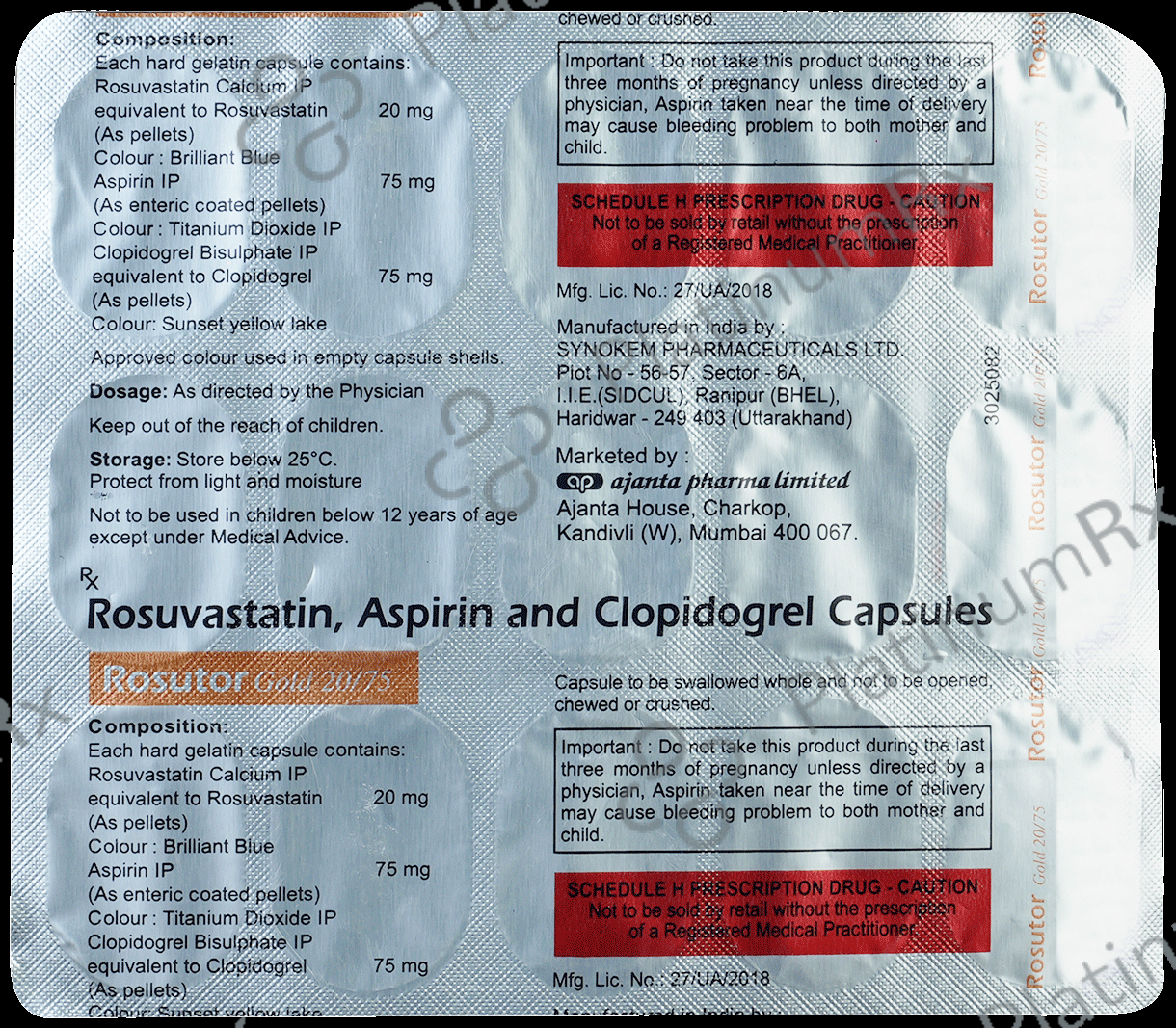 Rosutor Gold 20/75/75mg Capsule 15s
