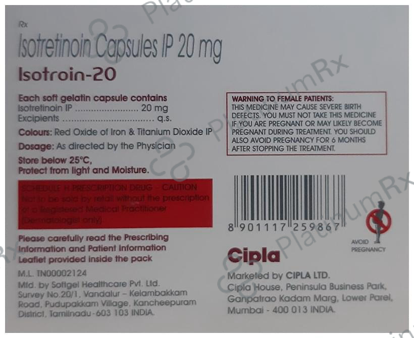 Isotroin 20mg Capsule 15s