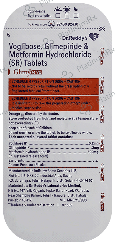 Glimy M V 2/500/0.2mg Tablet SR 10s
