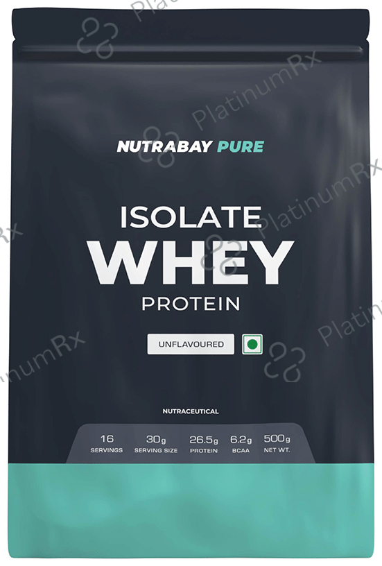 Nutrabay Pure Whey Isolate for Muscle Recovery - No Added Sugar - Powder Unflavoured 500 gm