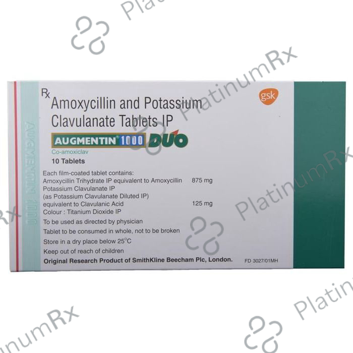 Augmentin 1000 Duo 875/125mg Tablet 10s
