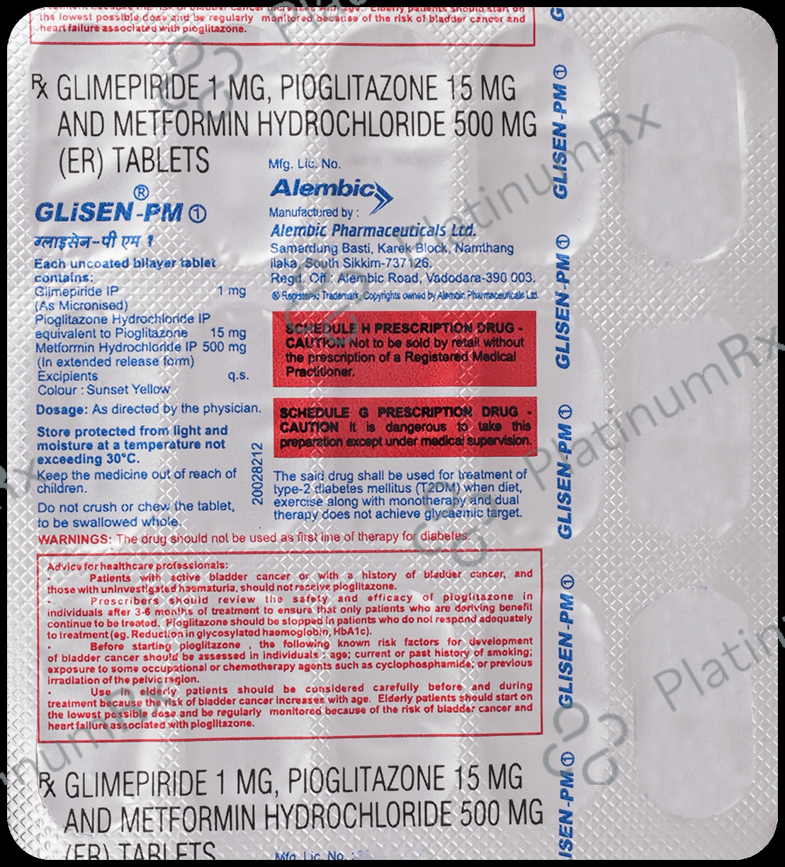 Glisen PM 1/500/15mg Tablet 15s