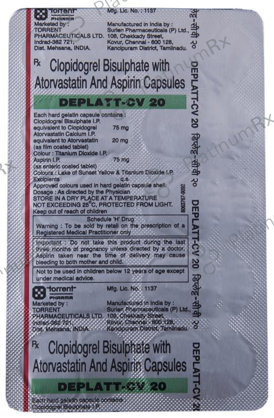 Deplatt CV 20/75/75mg Capsule 10s