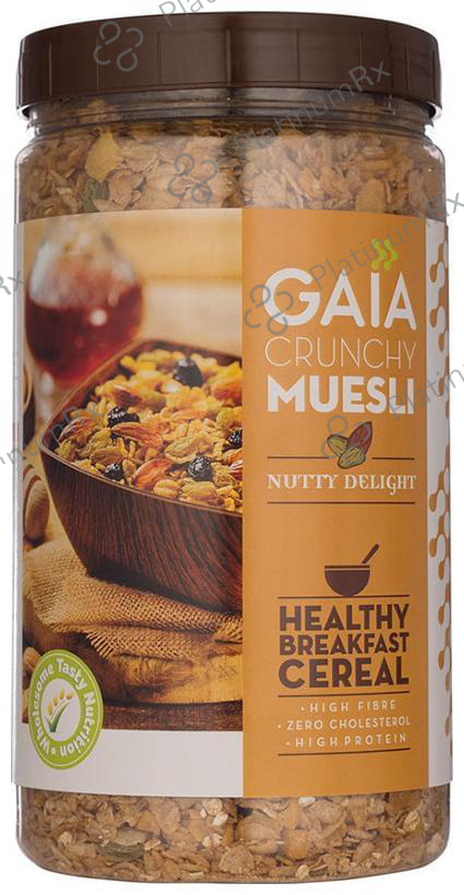 GAIA with Vitamins, Minerals, High Protein & Fibres for Nutrition - Crunchy Muesli Nutty Delight 1 kg