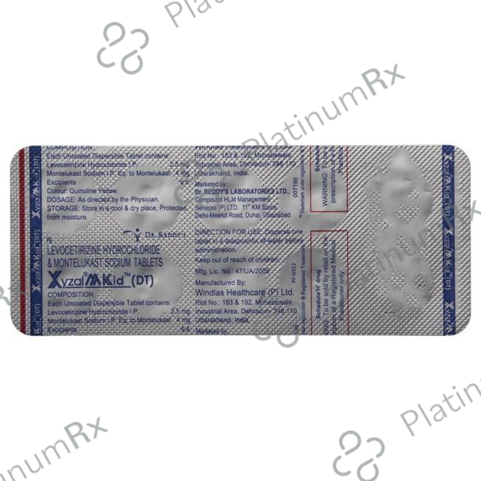 Xyzal M Kid(DT) 2.5/4mg Tablet 10s