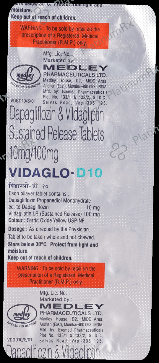 Vildaglo D 10mg/100mg Tablet