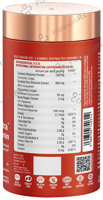 Nutriburst Turmeric Ultra + 95% Active Curcumin Gummies Ginger 2 jar