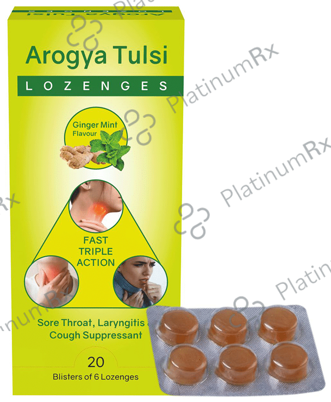 Arogya Tulsi Lozenges (6 Each) Ginger Mint 20 strips