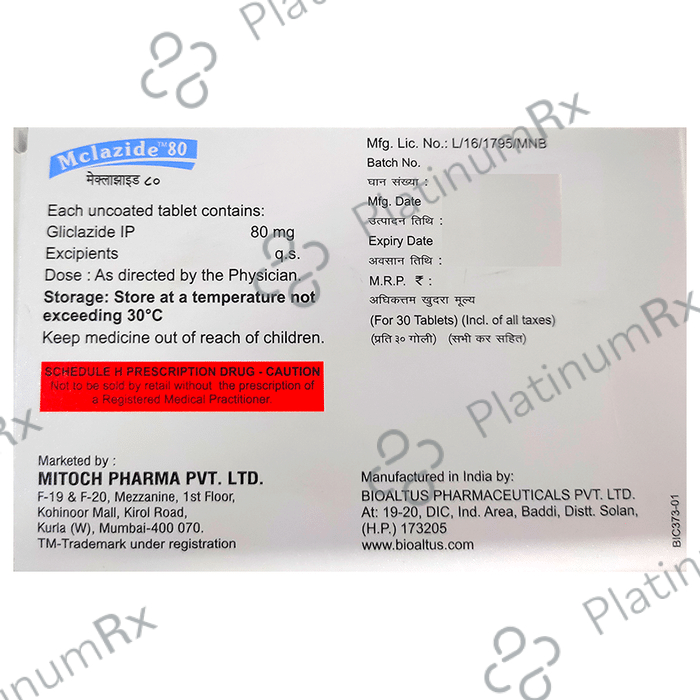 Mclazide 80 Tablet 10 Tablet