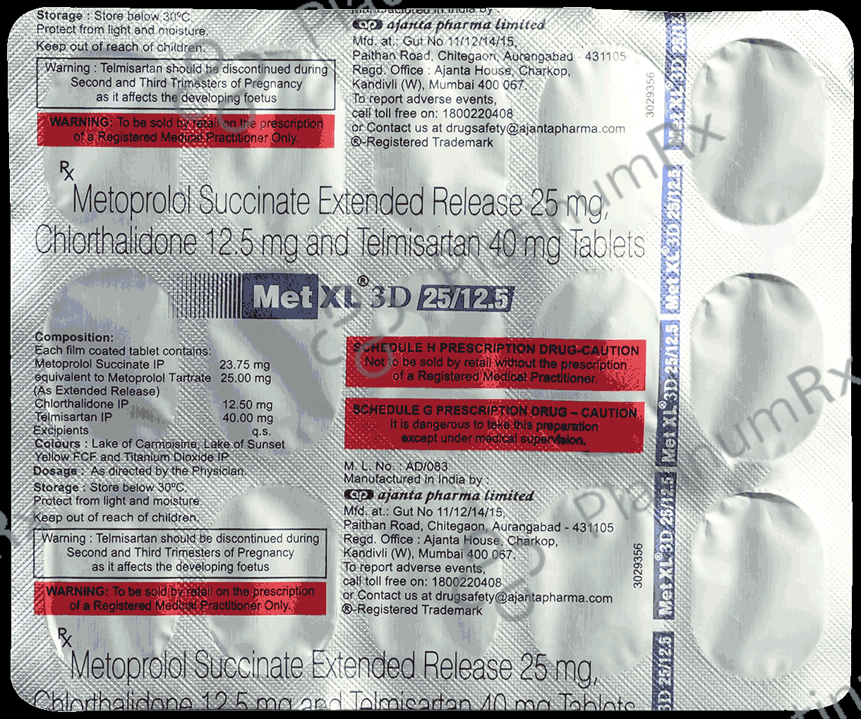 Met XL 3D 25/12.5/40mg Tablet ER 15s