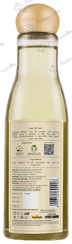 Vagad's Khadi Tulsi Herbal Hair Oil