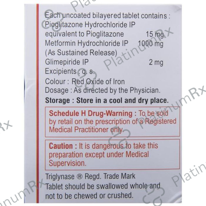 Triglynase Forte 2/1000/15mg Tablet SR 10s