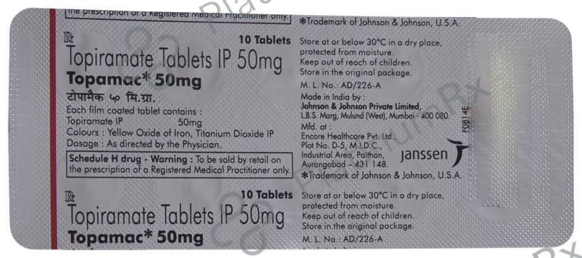Topamac 50mg Tablet 10s
