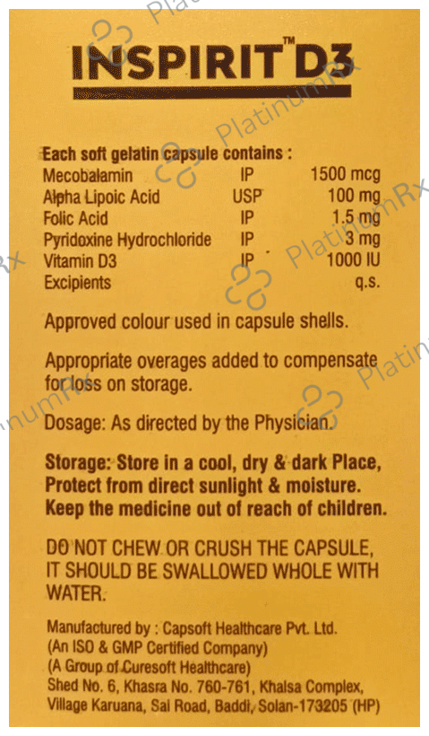 Inspirit D3 Soft Gelatin Capsule