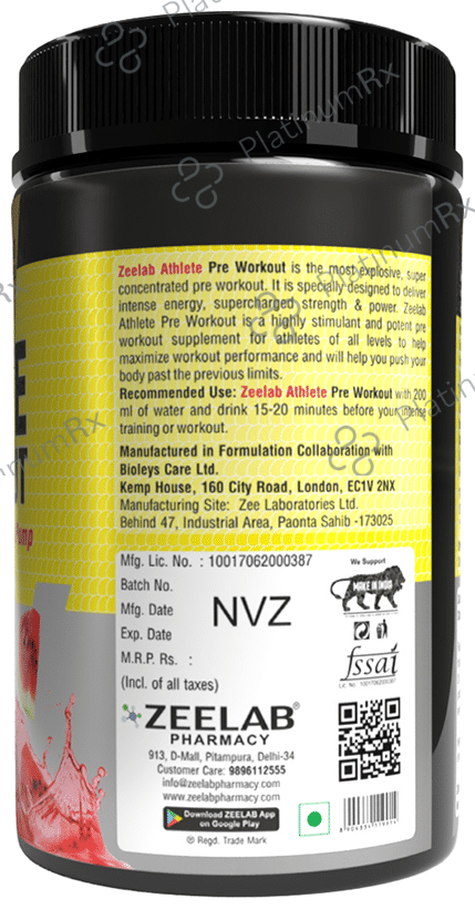Zeelab Athlete Pre Workout Powder Watermelon 360 gm