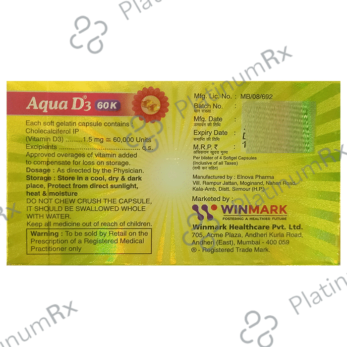 Aqua D3 60K Soft Gelatin Capsule