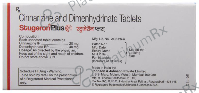 Stugeron Plus 20/40mg Tablet 10s