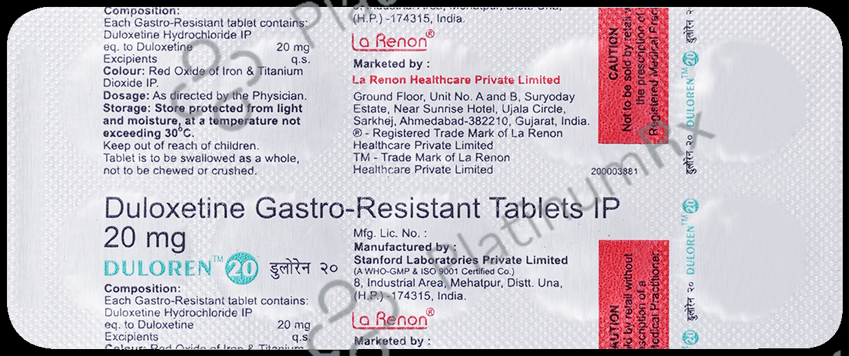 Duloren 20mg Tablet 10s