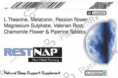 Rest Nap Restful Sleep & Restless Leg Syndrome, Anxiety Relief, Melatonin, L theanine Sleeping Aid Supplements Tablet