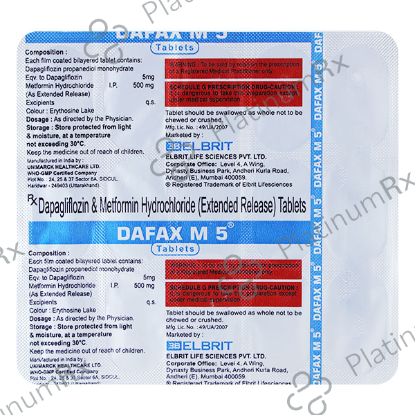 Dafax M 5/500mg Tablet ER 15s