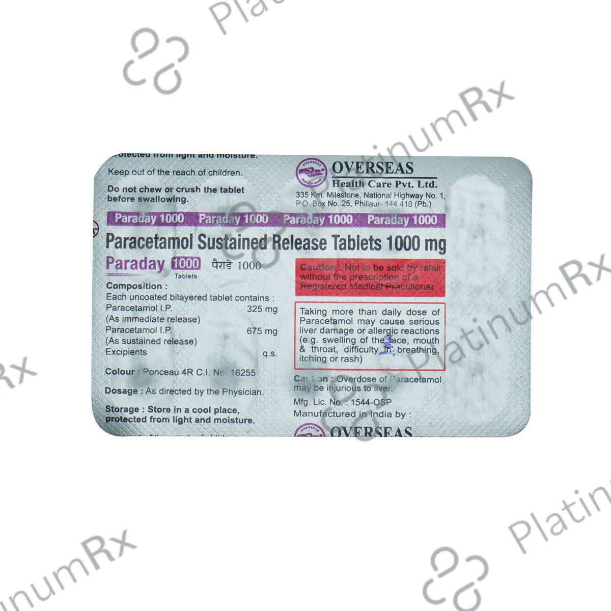 Paraday 1000mg Tablet 10s