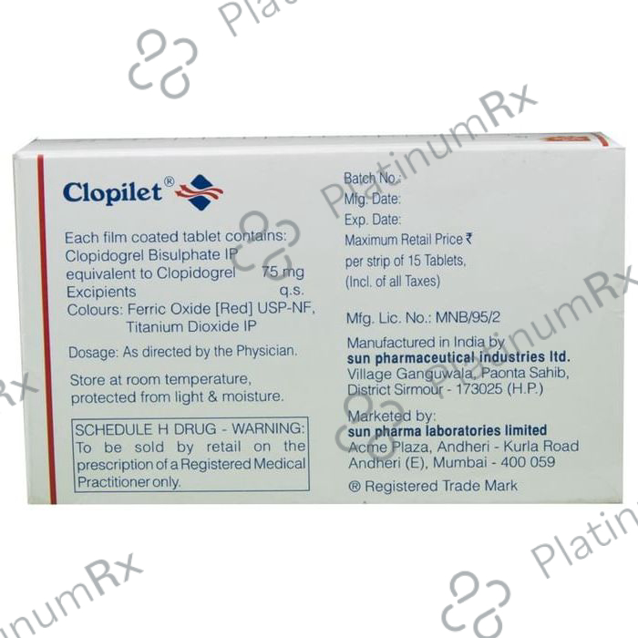 Clopilet 75mg Tablet 15s
