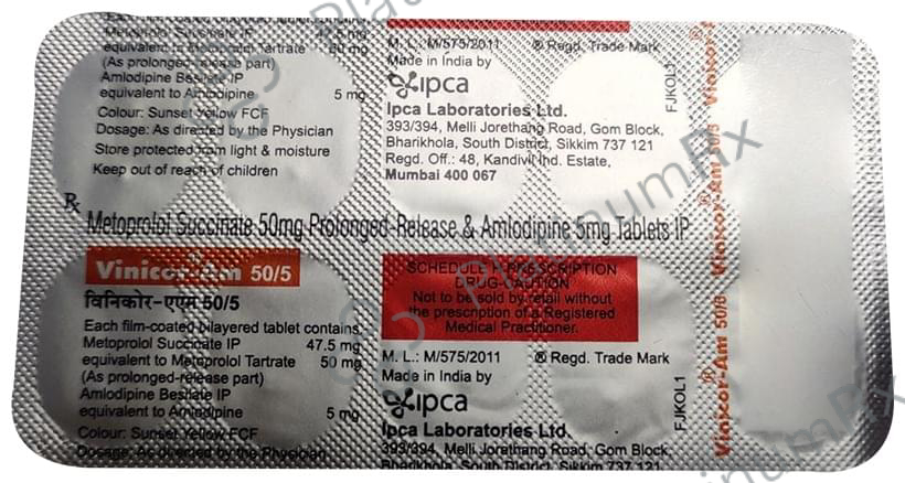 Vinicor AM 50/5 PR 47.5/5mg Tablet 10s