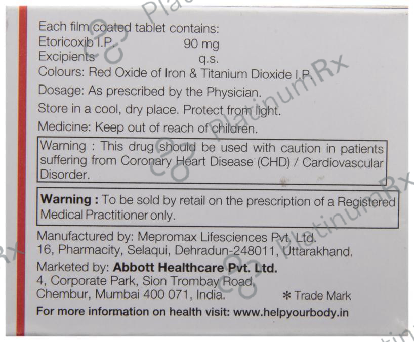 Etody 90mg Tablet 10s