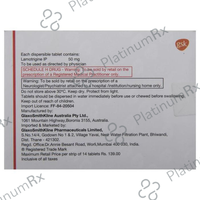 Lamictal 50mg Tablet DT