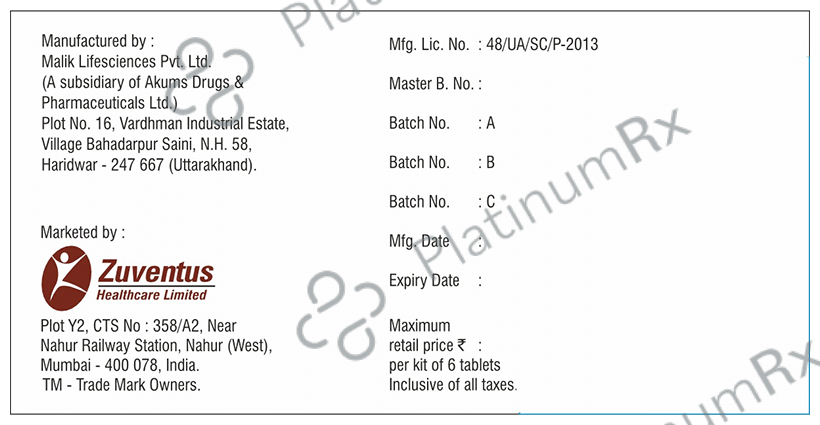 Zosa HP Combikit 750/500/40mg Tablet 6s