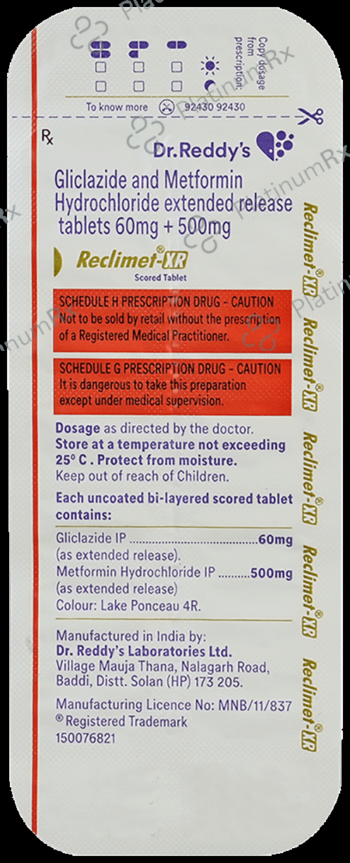 Reclimet XR 60/500mg Tablet XR 14s