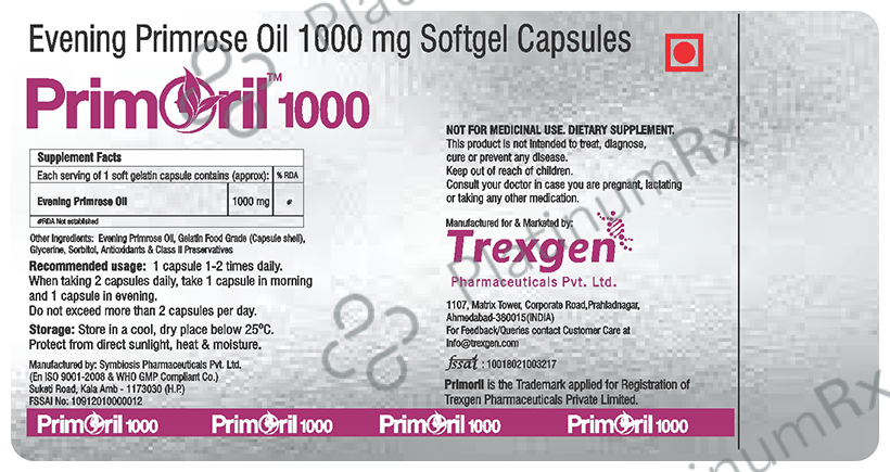 Trexgen Primoril 1000 High Strength Evening Primrose Oil Softgels