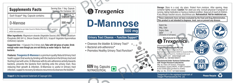 Trexgenics D-Mannose 500mg Veg. Capsules