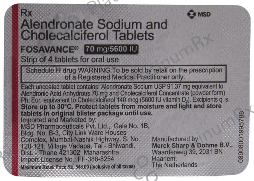 Fosavance 70 mg/5600 IU Tablet