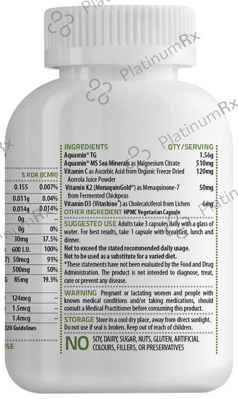 Unived Caldveg Algae Calcium Magnesium & 73 Trace Minerals with Vitamin C, D3 & K2-7 Capsule