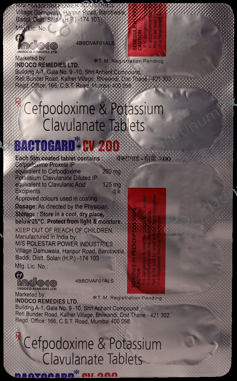 Bactogard CV 200/125mg Tablet 10s