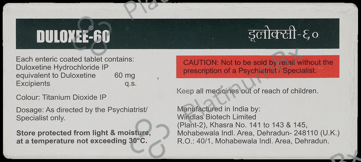 Duloxee 60mg Tablet